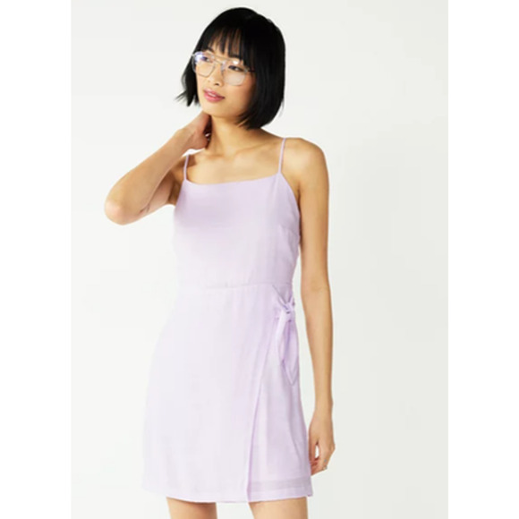 Nine West Womens ide-Tie Faux Wrap Mini Dress Large  Lilac NWT - Picture 1 of 2